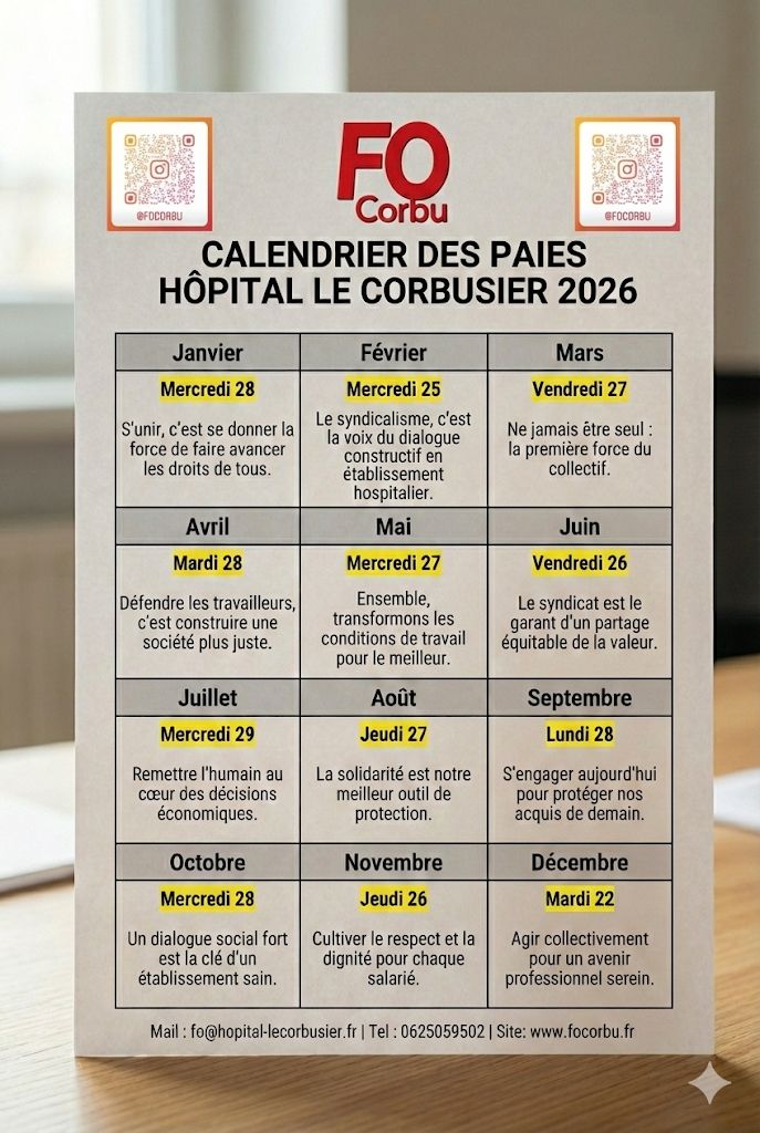 Calendrier des paies